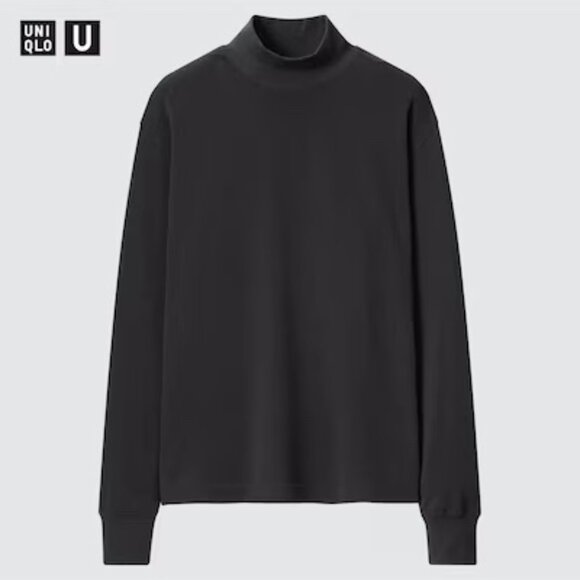 NWT UNIQLO Dark Grey HEATTECH Cotton Mock Neck Long-Sleeve T-Shirt, Size XL - Picture 1 of 10